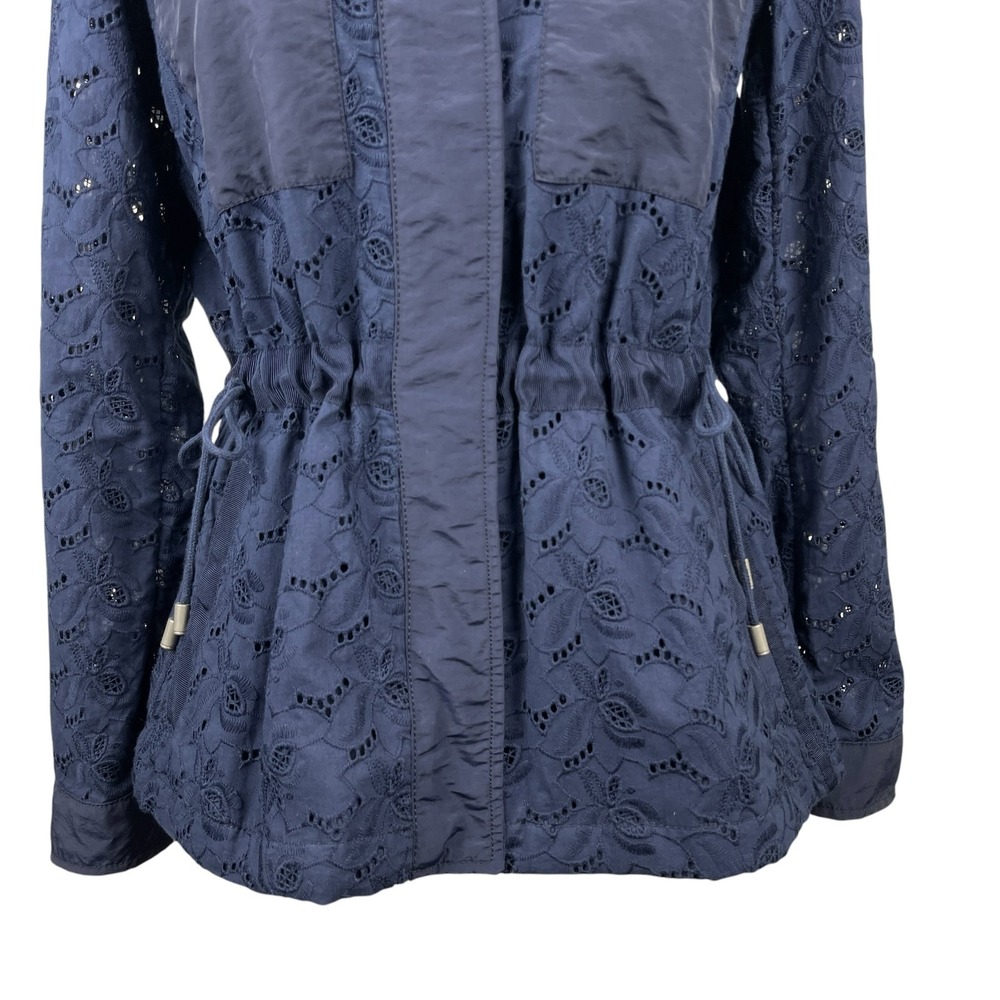 GAP Women's Utility Field Jacket Small Navy Eyelet Drawstring Waist Snap Front - Picture 3 of 13